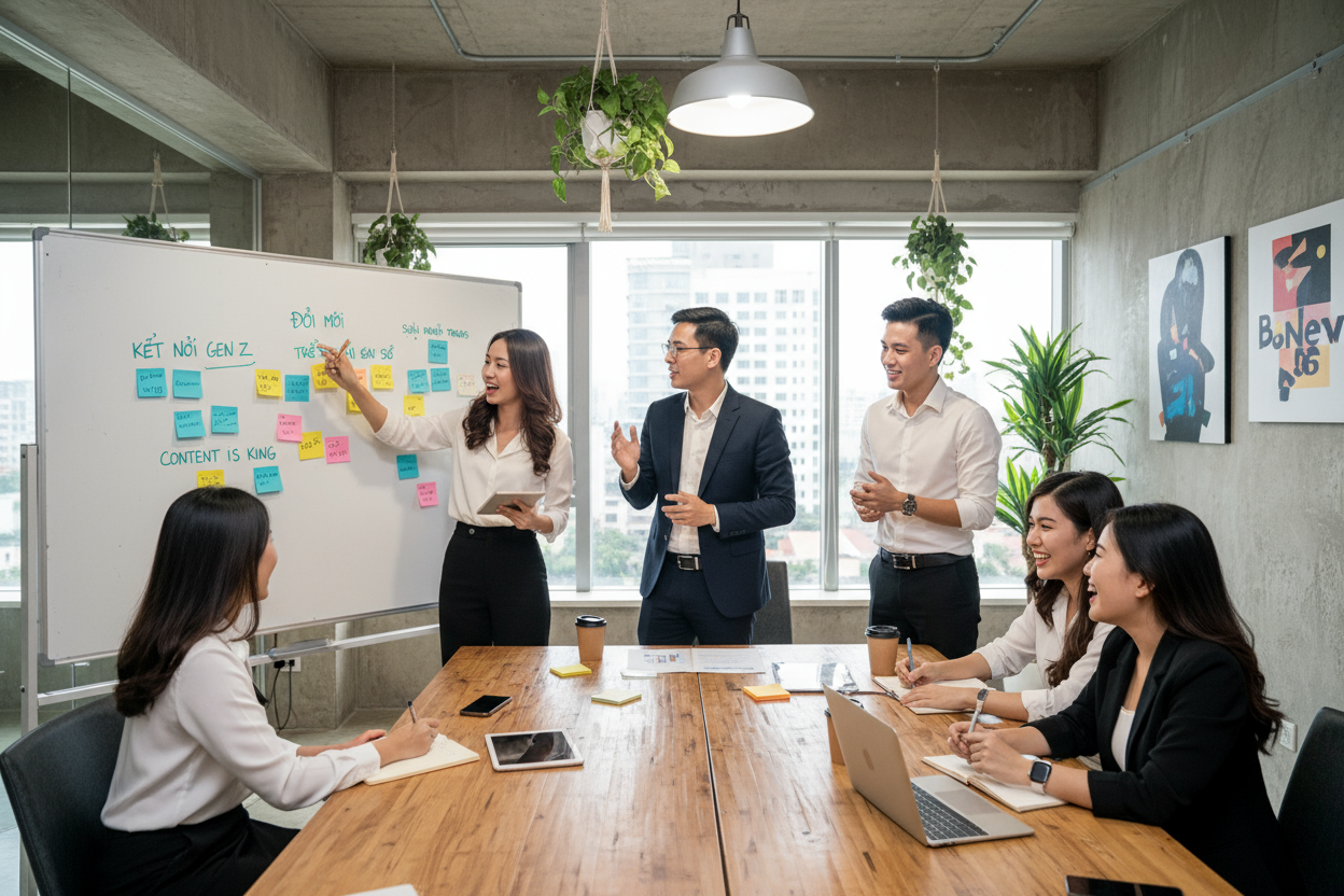 Đội ngũ sáng tạo nội dung brainstorming