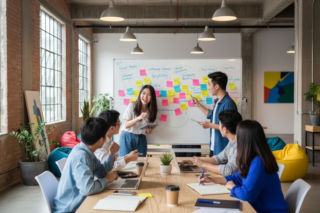 Đội ngũ sáng tạo nội dung brainstorming