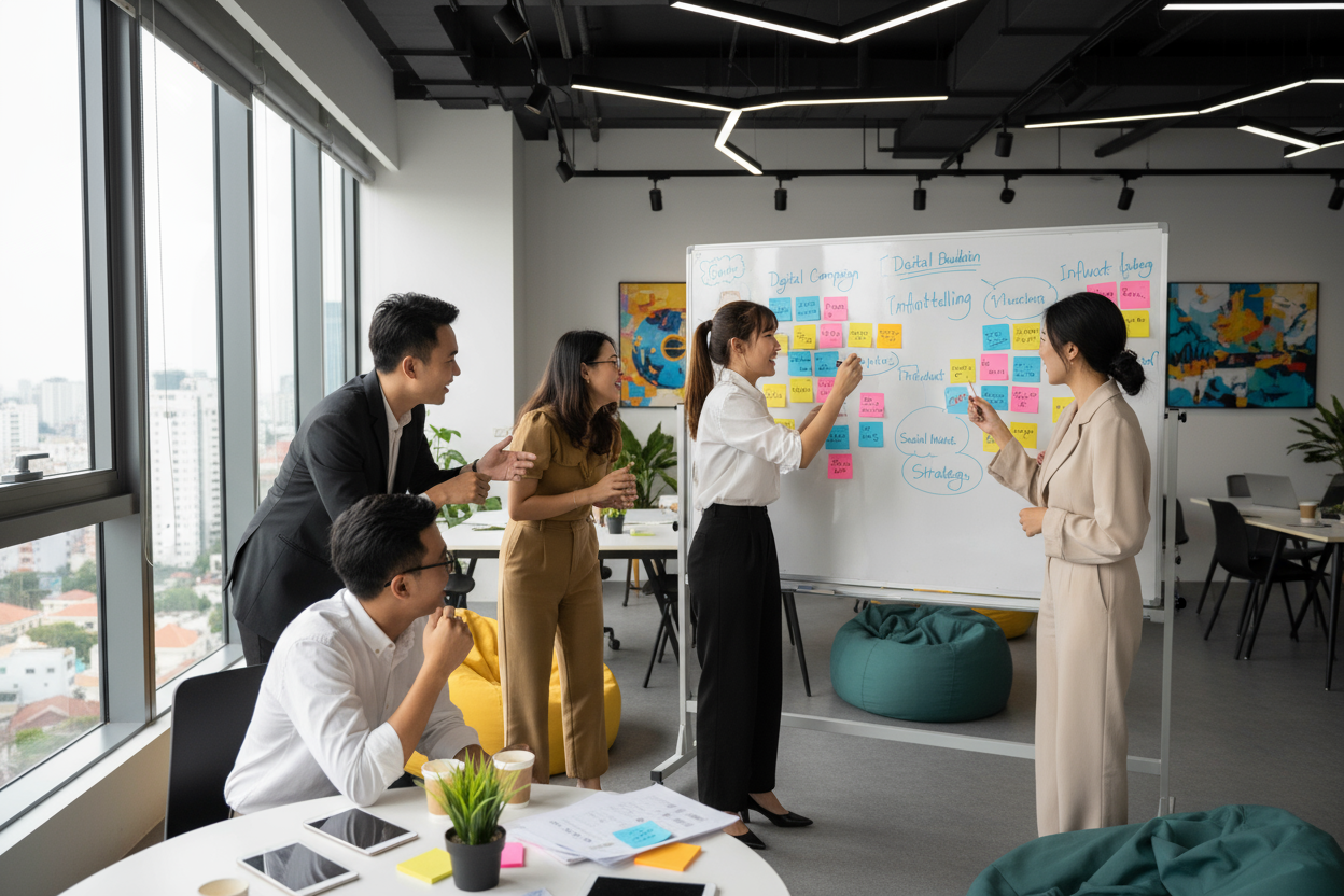 Đội ngũ sáng tạo nội dung brainstorming