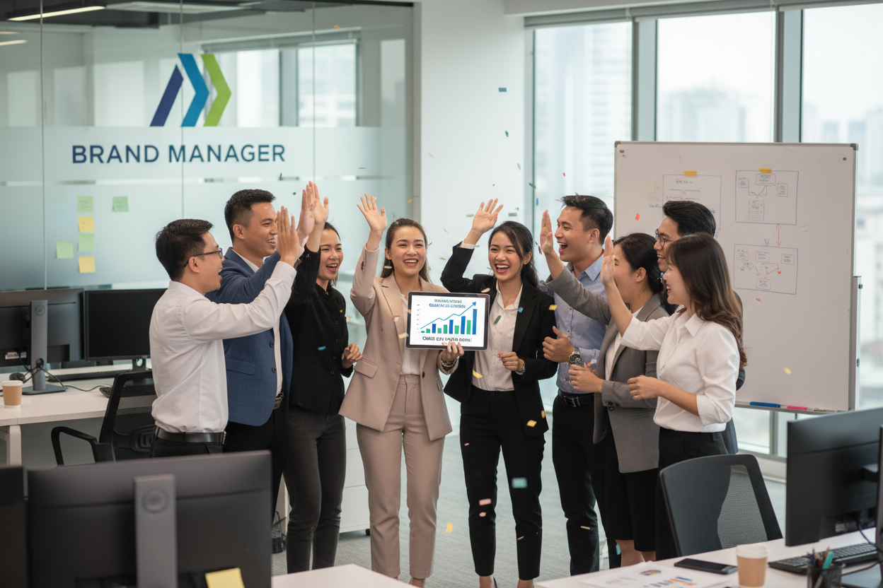 Ăn mừng thành công Dịch Vụ Marketing Hòa Bình